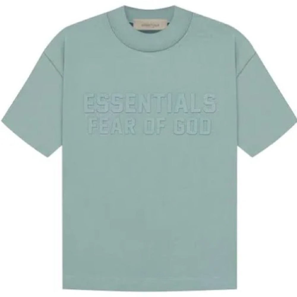 Essentials Embossed Leather Patch Tee - Sage Green Kids 8